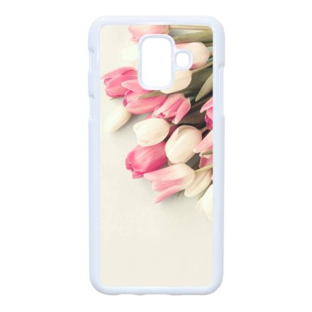 virágos tulipános tavaszi Samsung Galaxy A6 (2018) fehér tok