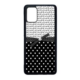 szerelem love fekete fehér pöttyös Samsung Galaxy A71 fekete tok