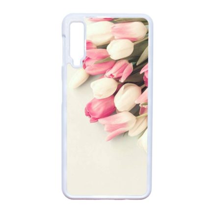 virágos tulipános tavaszi Samsung Galaxy A7 (2018) fehér tok