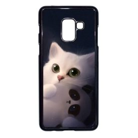 cica cicás macska macskás panda pandás Samsung Galaxy A8 (2018) fekete tok