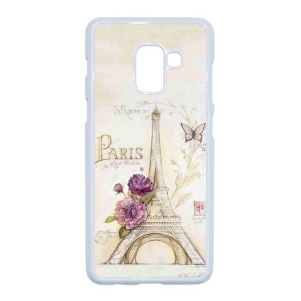 vintage párizs párizsi eiffel torony tornyos Samsung Galaxy A8 (2018) fehér tok