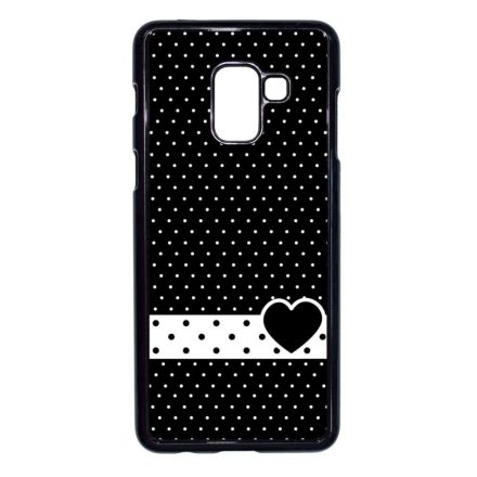 szerelem love szivecskés fekete fehér pöttyös Samsung Galaxy A8 (2018) fekete tok