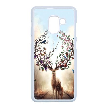 erdő szarvas őz négy évszak Samsung Galaxy A8 (2018) fehér tok