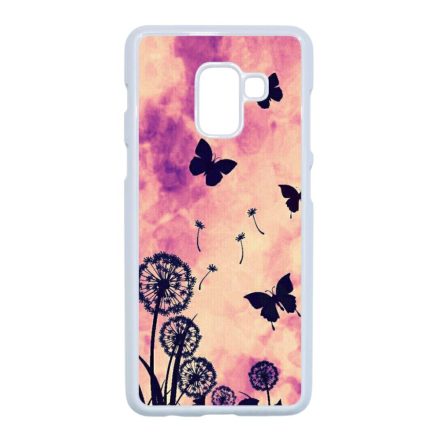 pillangós lepkés pitypang tavaszi Samsung Galaxy A8 (2018) fehér tok