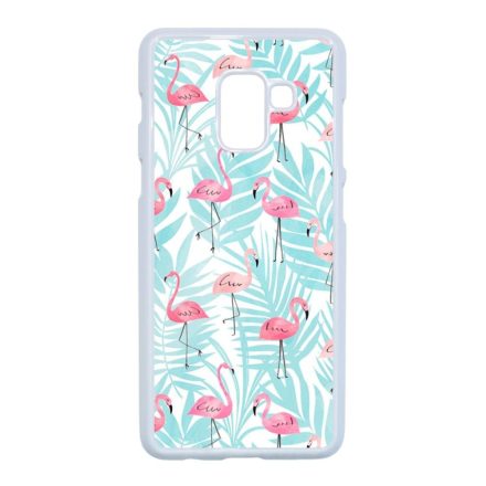 Flamingo Pálmafa nyár Samsung Galaxy A8 (2018) fehér tok