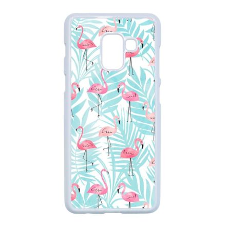 Flamingo Pálmafa nyár Samsung Galaxy A8 (2018) fehér tok