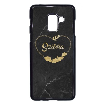 kerd a neveddel marble marvany mintas Heart szivecskes Samsung Galaxy A8 (2018) tok