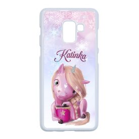 Unikornis és kávé - Téli mintás Samsung Galaxy A8 (2018) tok