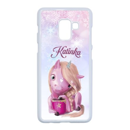 Unikornis és kávé - Téli mintás Samsung Galaxy A8 (2018) tok