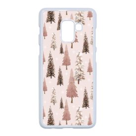 Rózsaszín karácsonyi fenyőfa mintás Samsung Galaxy A8 (2018) tok