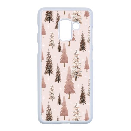 Rózsaszín karácsonyi fenyőfa mintás Samsung Galaxy A8 (2018) tok
