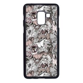 Csodaszép szürke vintage lovas mintás Samsung Galaxy A8 (2018) tok