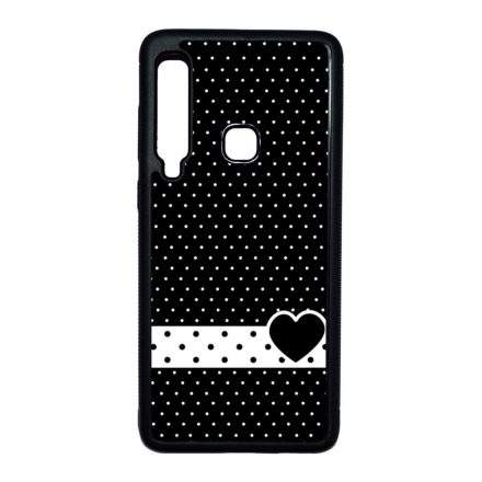 szerelem love szivecskés fekete fehér pöttyös Samsung Galaxy A9 (2018) fekete tok