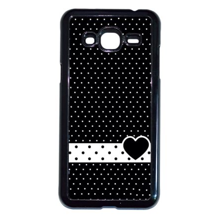 szerelem love szivecskés fekete fehér pöttyös Samsung Galaxy J3 (2015-2016) fekete tok