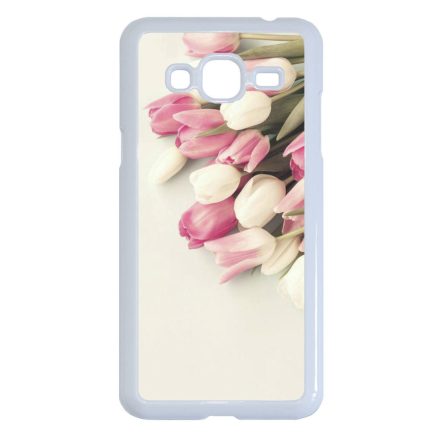 virágos tulipános tavaszi Samsung Galaxy J3 (2015-2016) fehér tok