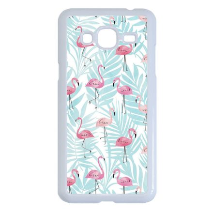 Flamingo Pálmafa nyár Samsung Galaxy J3 (2015-2016) fehér tok