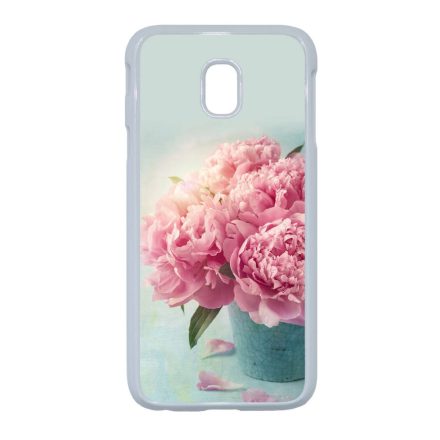 virágos tavaszi vintage rózsaszín rózsás Samsung Galaxy J5 (2017) fehér tok