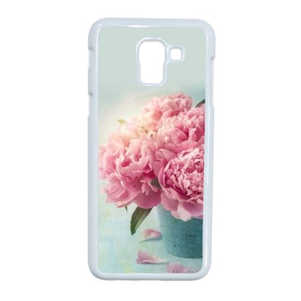 virágos tavaszi vintage rózsaszín rózsás Samsung Galaxy J6 (2018) fehér tok