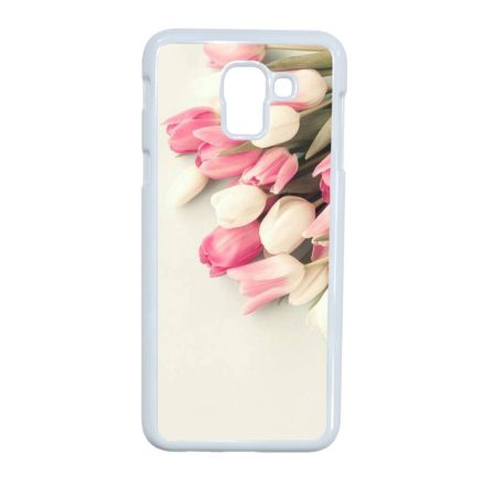 virágos tulipános tavaszi Samsung Galaxy J6 (2018) fehér tok
