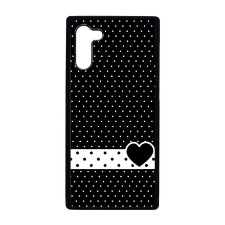 szerelem love szivecskés fekete átlátszó pöttyös Samsung Galaxy Note 10 fekete tok