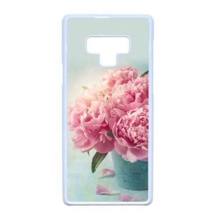 virágos tavaszi vintage rózsaszín rózsás Samsung Galaxy Note 9 fehér tok