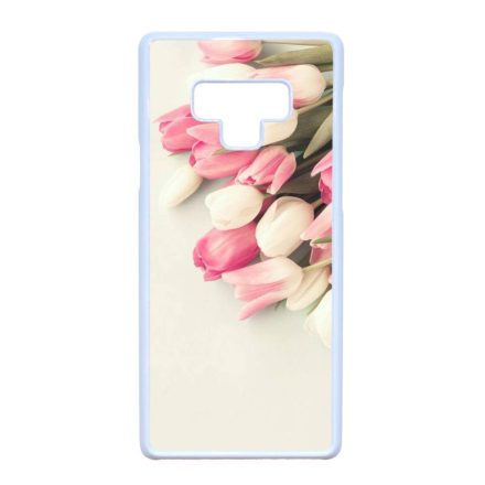 virágos tulipános tavaszi Samsung Galaxy Note 9 fehér tok