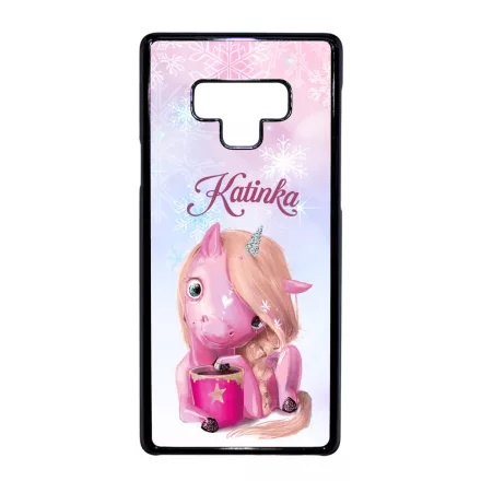 Unikornis és kávé - Téli mintás Samsung Galaxy Note 9 tok