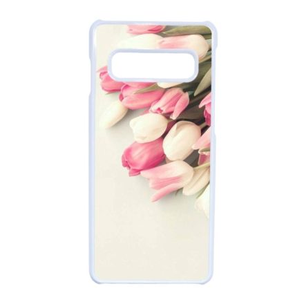 virágos tulipános tavaszi Samsung Galaxy S10 fehér tok