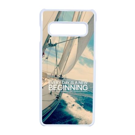Minden nap egy új kezdet vitorlás tenger nyár Samsung Galaxy S10 fehér tok