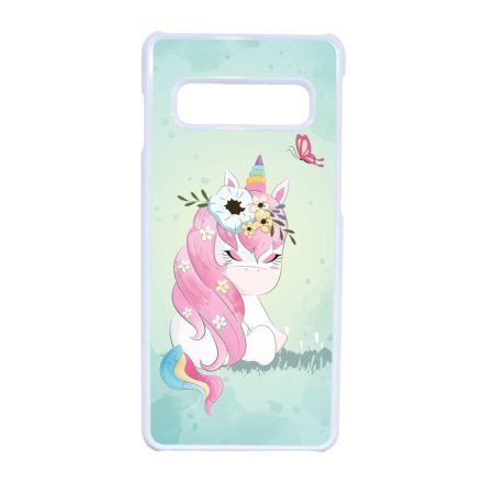Édes unikornis és a Pillangó unicorn egyszarvú Samsung Galaxy S10 fehér tok