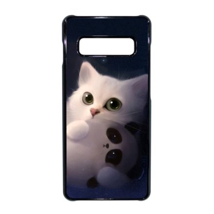 cica cicás macska macskás panda pandás Samsung Galaxy S10 Plus fekete tok