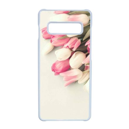 virágos tulipános tavaszi Samsung Galaxy S10 Plus fehér tok