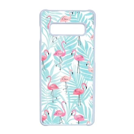 Flamingo Pálmafa nyár Samsung Galaxy S10 Plus fehér tok
