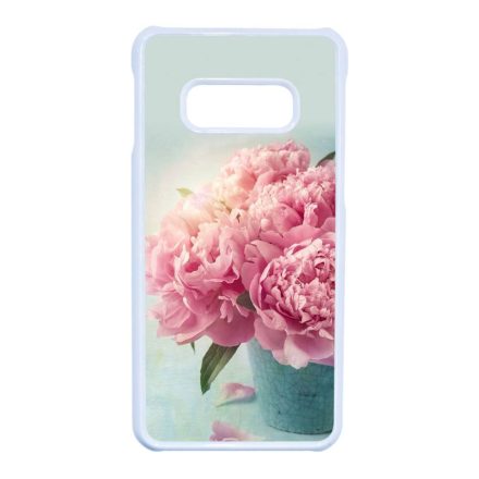 virágos tavaszi vintage rózsaszín rózsás Samsung Galaxy S10E fehér tok