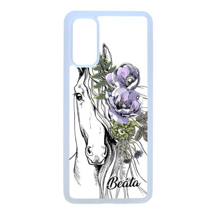 Rajzolt virágos lovas Samsung Galaxy S20 tok