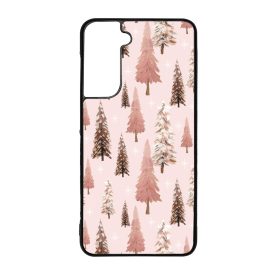 Rózsaszín karácsonyi fenyőfa mintás Samsung Galaxy S21 FE tok