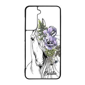 Rajzolt virágos lovas Samsung Galaxy S21 FE tok
