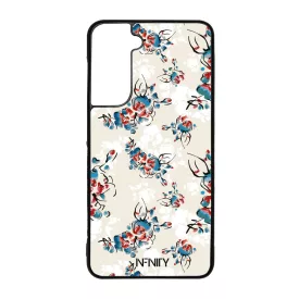 Művészi kék piros virágok Samsung Galaxy S21 FE tok