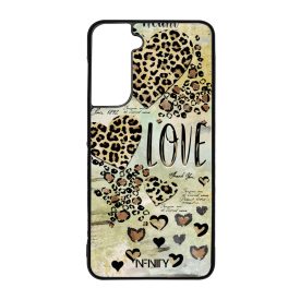 Szépséges leopárd mintás szívek Samsung Galaxy S21 FE tok