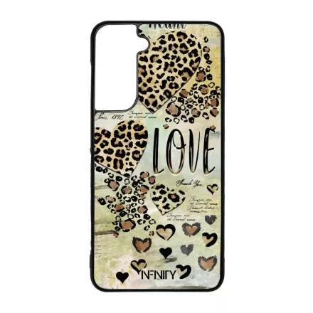 Szépséges leopárd mintás szívek Samsung Galaxy S21 FE tok