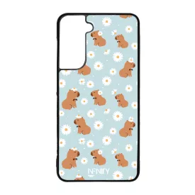 Cuki türkiz fehér virágos capybara Samsung Galaxy S21 FE tok
