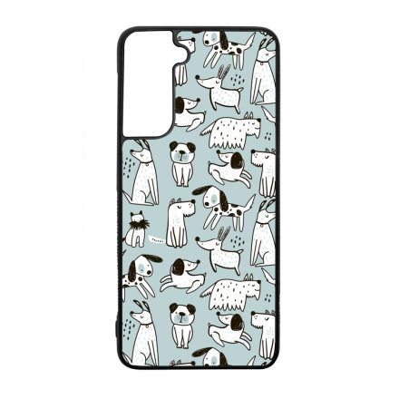 Türkiz aranyos rajzolt kutya mintás Samsung Galaxy S23 tok