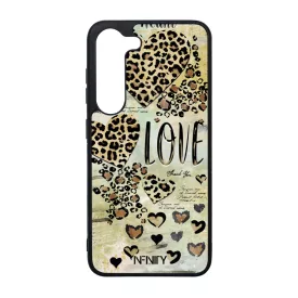 Szépséges leopárd mintás szívek Samsung Galaxy S23 tok