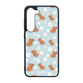 Cuki türkiz fehér virágos capybara Samsung Galaxy S23 tok