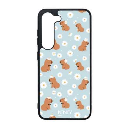 Cuki türkiz fehér virágos capybara Samsung Galaxy S23 tok