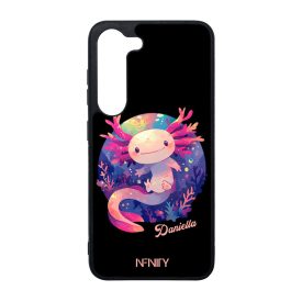 Névvel kérhető - Cuki pink kawaii Axolotl Samsung Galaxy S23 tok