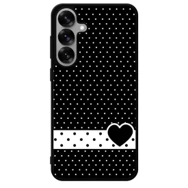 szerelem love szivecskés fekete fehér pöttyös Samsung Galaxy S25 tok
