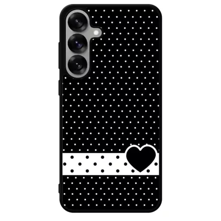 szerelem love szivecskés fekete fehér pöttyös Samsung Galaxy S25 tok
