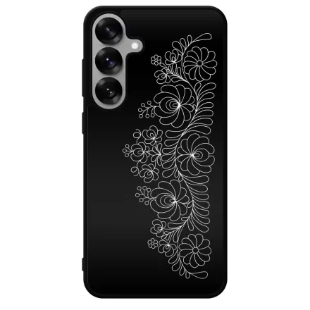 Elegant Matyó - Black magyar mintás hungarian folk Samsung Galaxy S25 Magnetic tok