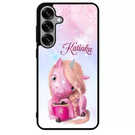 Unikornis és kávé - Téli mintás Samsung Galaxy S25 tok
